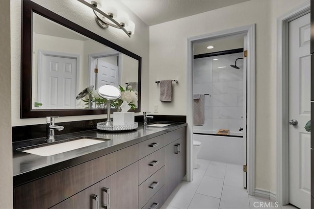 2800 Keller Dr Unit 285, Tustin, CA 92782 - bathroom with tile patterned flooring, double vanity, toilet, and a sink