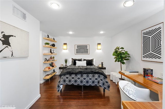 2402 Aspen Dr, Los Angeles, CA 90068 - bedroom with recessed lighting, wood finished floors, visible vents, and baseboards