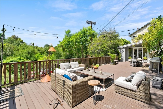 2402 Aspen Dr, Los Angeles, CA 90068 - deck with an outdoor living space and outdoor dining area