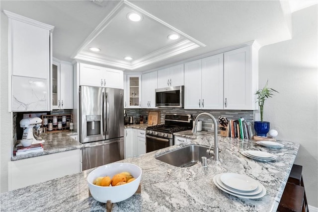 kitchen featuring a sink, backsplash, and appliances with stainless steel finishes