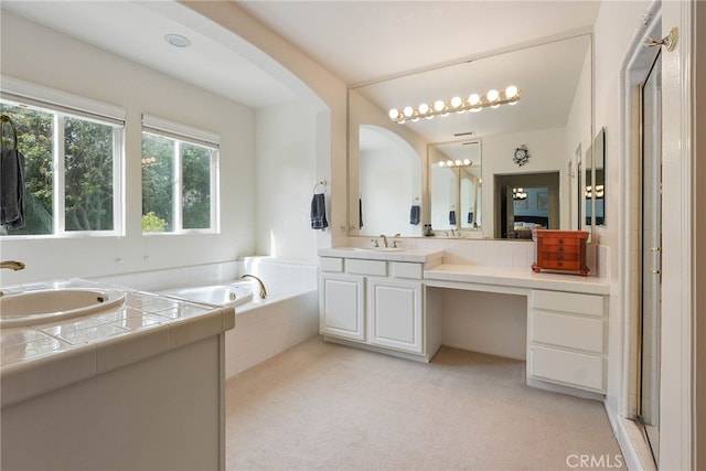 57 E Boulder Creek Rd, Simi Valley, CA 93065 - full bathroom with a sink, a shower with shower door, a bath, and two vanities