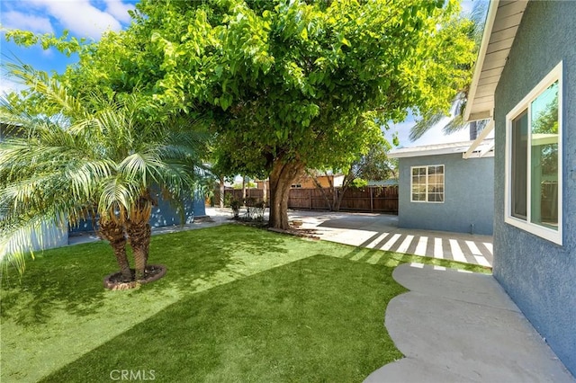 view of yard featuring a fenced backyard and a patio area