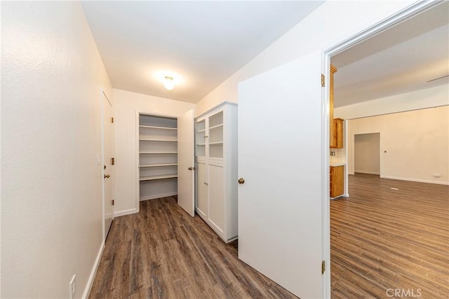 51192 Bon Veu Dr, Oakhurst, CA 93644 - hallway with dark wood-style flooring and baseboards