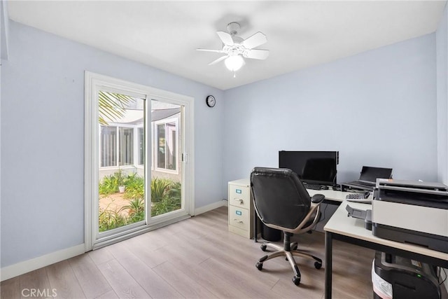 7701 Quimby Ave, West Hills, CA 91304 - office with light wood-style flooring and ceiling fan