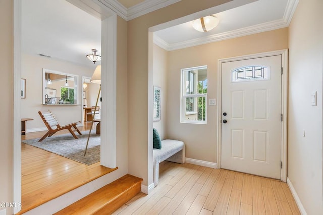 4806 Glenwood Ave, La Crescenta, CA 91214 - foyer featuring wood finished floors, baseboards, and ornamental molding