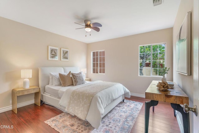 4806 Glenwood Ave, La Crescenta, CA 91214 - bedroom with wood finished floors, baseboards, and a ceiling fan