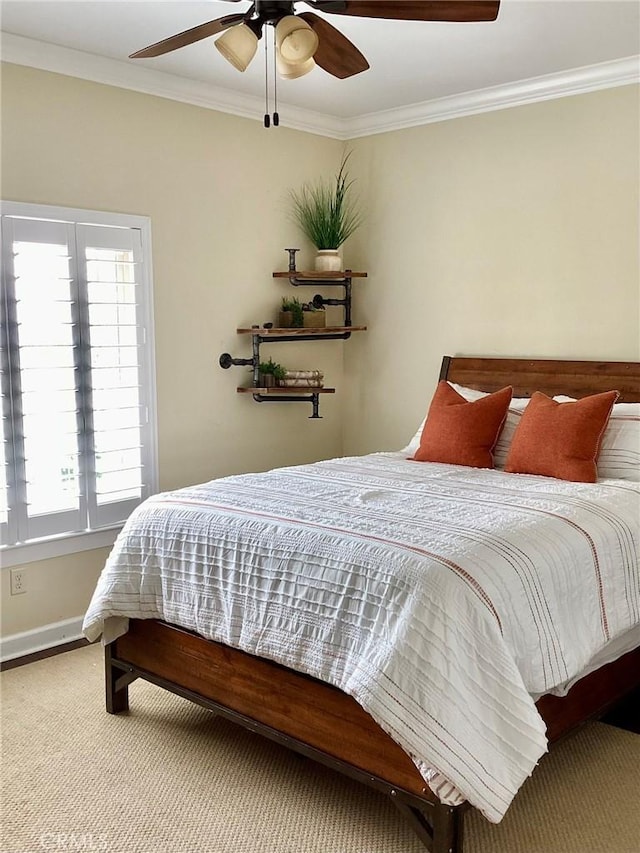 77011 Douglas Rd, San Miguel, CA 93451 - bedroom featuring crown molding, multiple windows, and ceiling fan
