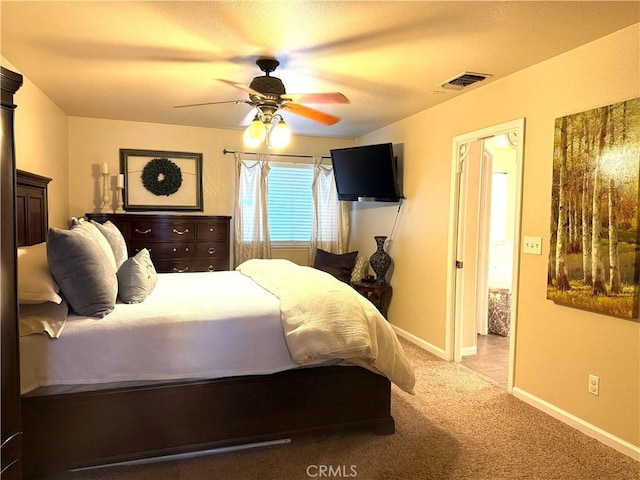 5170 Coronado St, Chowchilla, CA 93610 - bedroom with visible vents, carpet flooring, baseboards, and ceiling fan