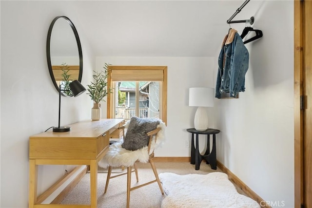 29387 Lake View Dr, Cedar Glen, CA 92321 - home office featuring baseboards and light carpet