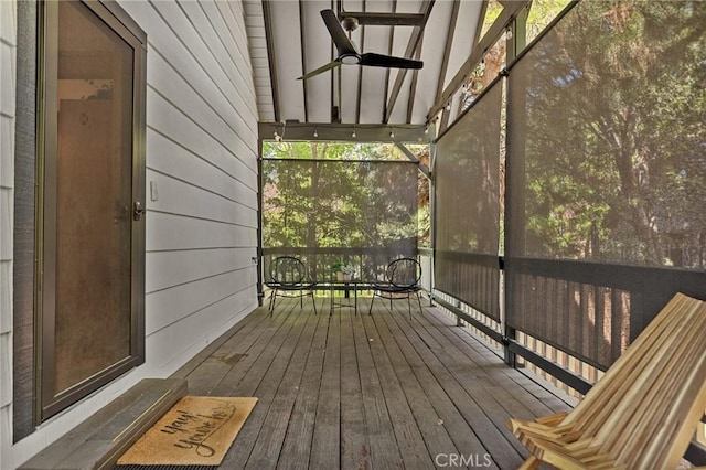 29387 Lake View Dr, Cedar Glen, CA 92321 - unfurnished sunroom featuring ceiling fan