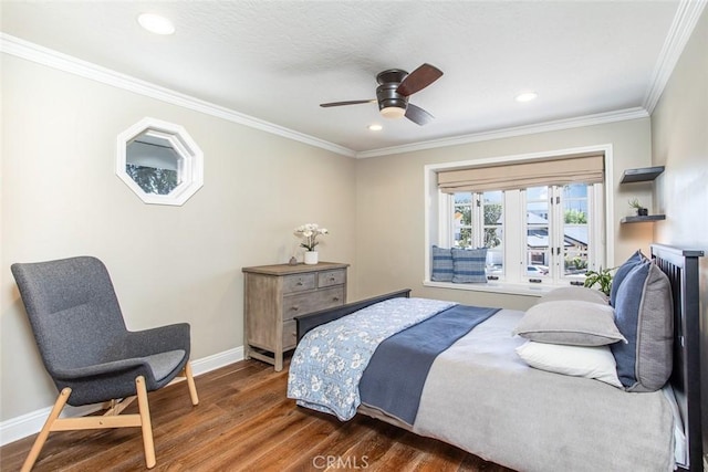 1232 Blue Gum Ln, Newport Beach, CA 92660 - bedroom featuring ornamental molding, recessed lighting, wood finished floors, and baseboards