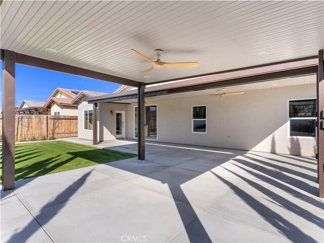 5211 Wingspan Ln, Bakersfield, CA 93306 - view of patio / terrace featuring fence and ceiling fan