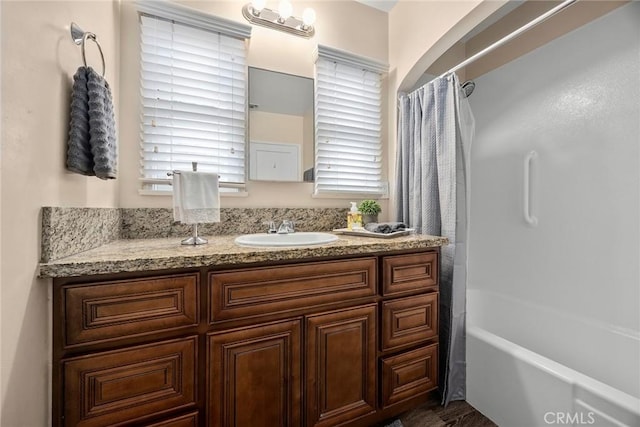1229 Central Ave, Fullerton, CA 92831 - full bathroom with vanity and shower / bath combo with shower curtain