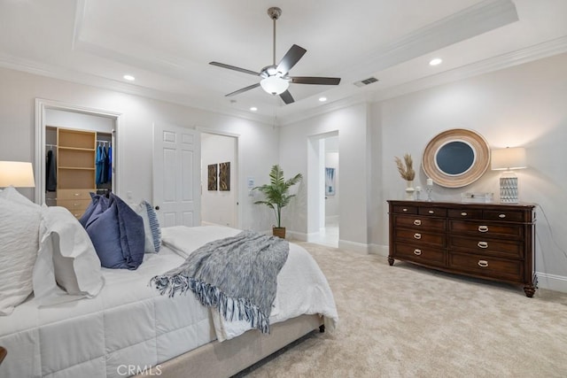 25032 Trilogy Trail Ln, Murrieta, CA 92562 - bedroom with crown molding, recessed lighting, and visible vents