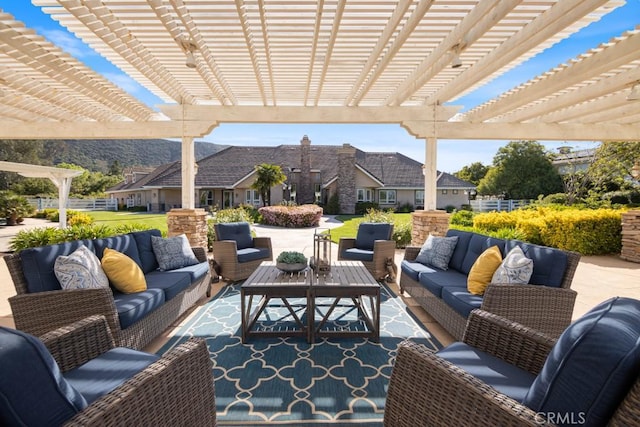 25032 Trilogy Trail Ln, Murrieta, CA 92562 - view of patio featuring a pergola and an outdoor living space