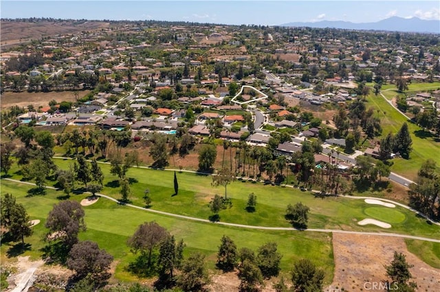 5655 Via Mensabe, Riverside, CA 92506 - aerial view of property and surrounding area with nearby suburban area, a golf course, and a mountainous background