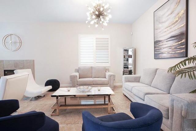 1693 Thompson Ave, Chula Vista, CA 91913 - living room featuring a chandelier and baseboards