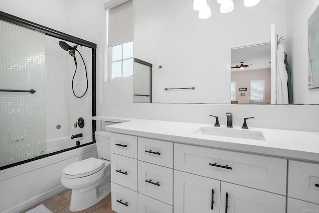 1693 Thompson Ave, Chula Vista, CA 91913 - bathroom featuring vanity, shower / bath combination with glass door, and ceiling fan