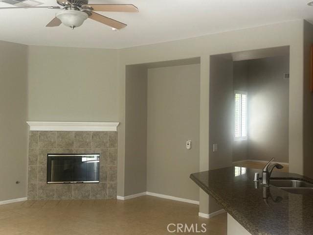 31329 Seminole St, Temecula, CA 92591 - living room with ceiling fan and a fireplace