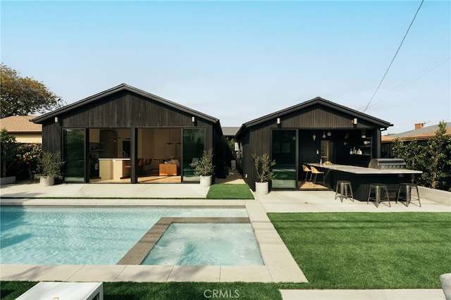 6144 W 76th St, Los Angeles, CA 90045 - back of house featuring outdoor dry bar, an outdoor pool, and a patio area
