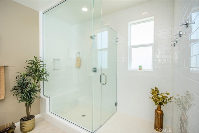 11534 Alana Ln, Beaumont, CA 92223 - full bathroom with tile patterned flooring and a stall shower