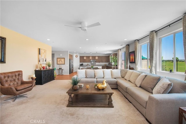 11534 Alana Ln, Beaumont, CA 92223 - living area with a wealth of natural light, recessed lighting, and ceiling fan