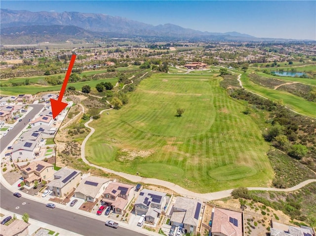 11534 Alana Ln, Beaumont, CA 92223 - birds eye view of property featuring a residential view, view of golf course, and a water and mountain view