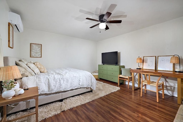 1105 Fulton Rd, San Marcos, CA 92069 - bedroom featuring wood finished floors and an AC wall unit