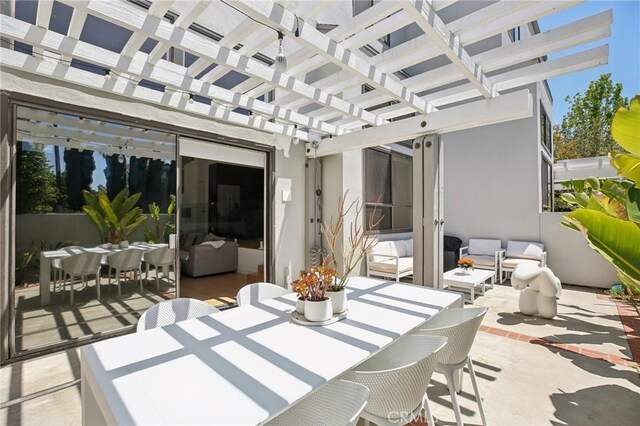15 Waterway Unit 11, Irvine, CA 92614 - view of patio with outdoor dining area, a pergola, and outdoor lounge area