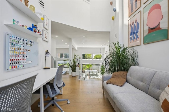 15 Waterway Unit 11, Irvine, CA 92614 - home office featuring hardwood / wood-style floors and recessed lighting