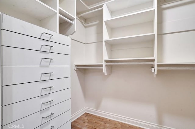 spacious closet with wood finished floors
