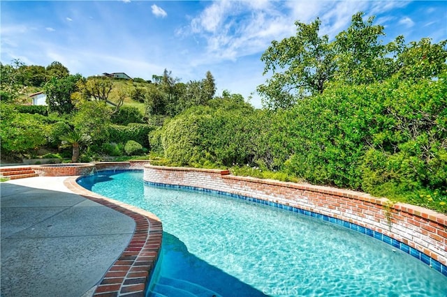 view of pool featuring a pool with connected hot tub