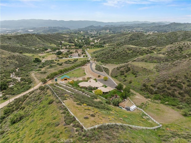 aerial view with a mountain view