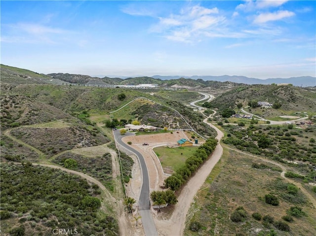 birds eye view of property with a mountain view