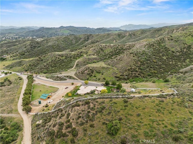 aerial view with a mountain view