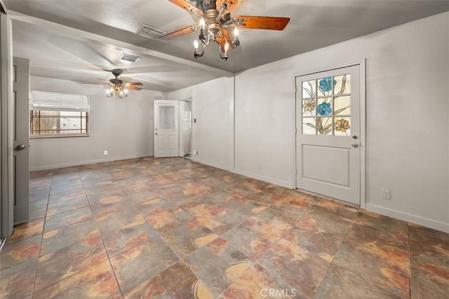30052 Hunstock St, Castaic, CA 91384 - unfurnished room with ceiling fan, baseboards, and stone finish flooring