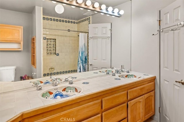 30052 Hunstock St, Castaic, CA 91384 - full bath with toilet, double vanity, and a tile shower
