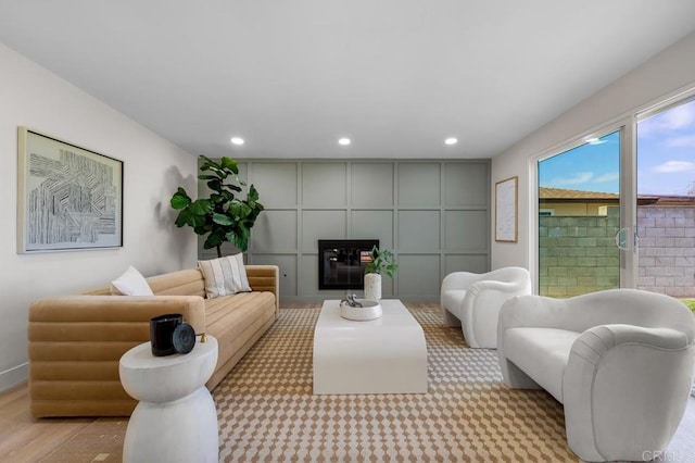 2263 Finch Ln, San Diego, CA 92123 - living area featuring recessed lighting, a fireplace, and a decorative wall