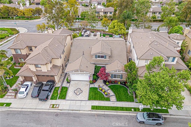 drone / aerial view with a residential view