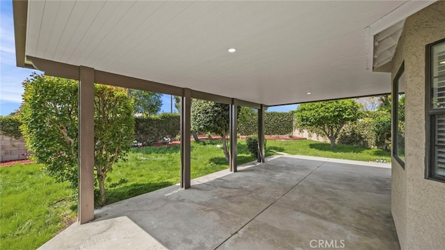 view of patio featuring a fenced backyard