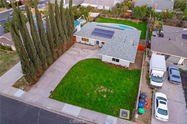 bird's eye view with a residential view