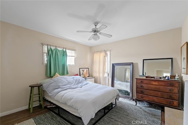 221 40th St, Manhattan Beach, CA 90266 - bedroom with baseboards, a ceiling fan, and wood finished floors