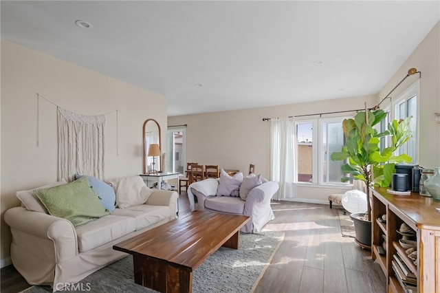 221 40th St, Manhattan Beach, CA 90266 - living area featuring baseboards and wood finished floors