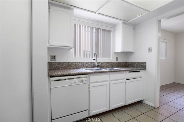 21900 Roscoe Blvd Unit 5, Canoga Park, CA 91304 - kitchen with white cabinets, dark countertops, dishwasher, and a sink