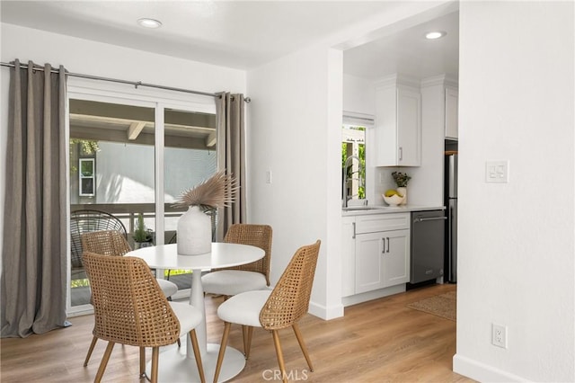 23732 Hillhurst Dr Unit 32, Laguna Niguel, CA 92677 - dining area with recessed lighting, light wood-style floors, and a healthy amount of sunlight