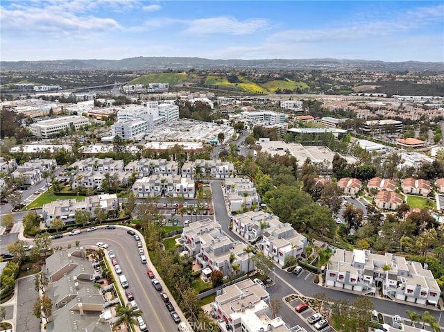 bird's eye view with a mountain view