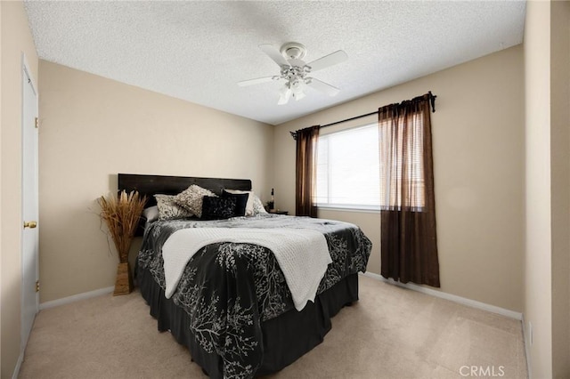 17381 Yorkshire Ave, Yorba Linda, CA 92886 - bedroom with baseboards, ceiling fan, a textured ceiling, and light colored carpet