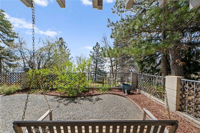 view of yard featuring fence