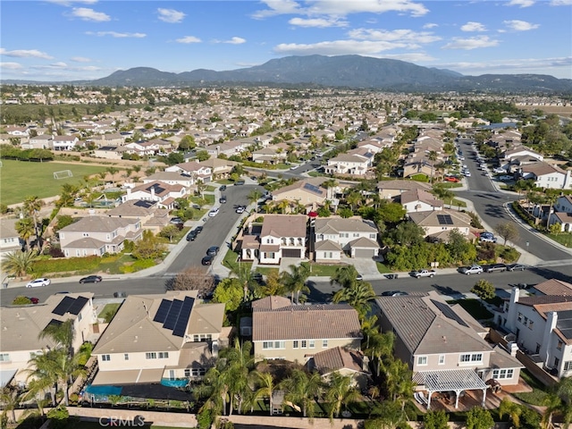 bird's eye view featuring a residential view and a mountain view