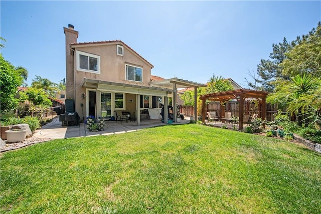 32851 Naples Ct, Temecula, CA 92592 - back of property with stucco siding, a pergola, a patio area, and a fenced backyard